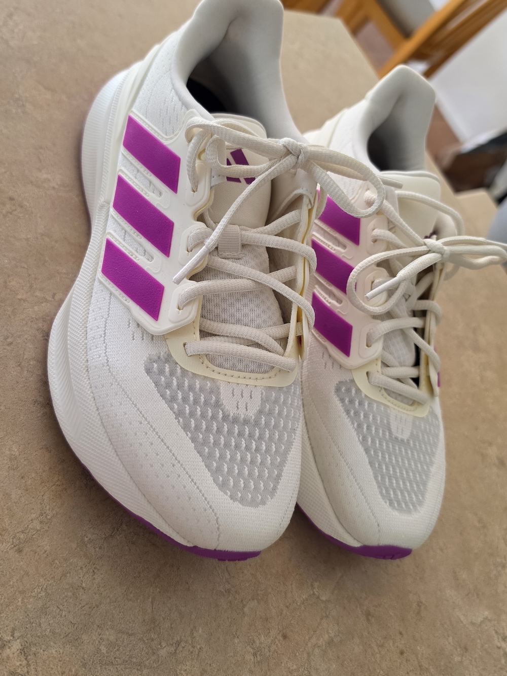 adidas Women’s White Running shoes with Pink Three-Stripes